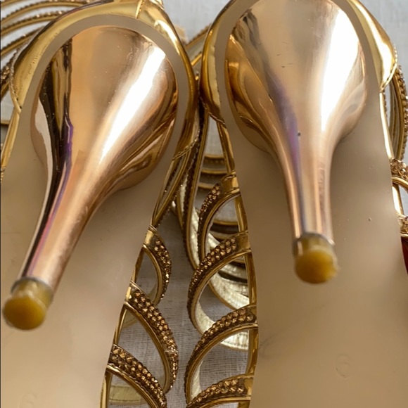 FSJ Gold Cage Stiletto’s with Gold Crystals - Picture 13 of 14